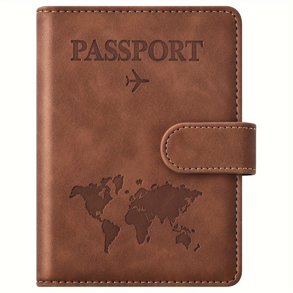 Lightweight Anti-theft Passport Holder – Brown With World , Magnetic Closure, Ideal For Travel And Vacation, Vacation Accessory|stylish Passport Holder|secure Closure Clothing, Shoes & Jewelry Shop Online at Dubai Trades 2