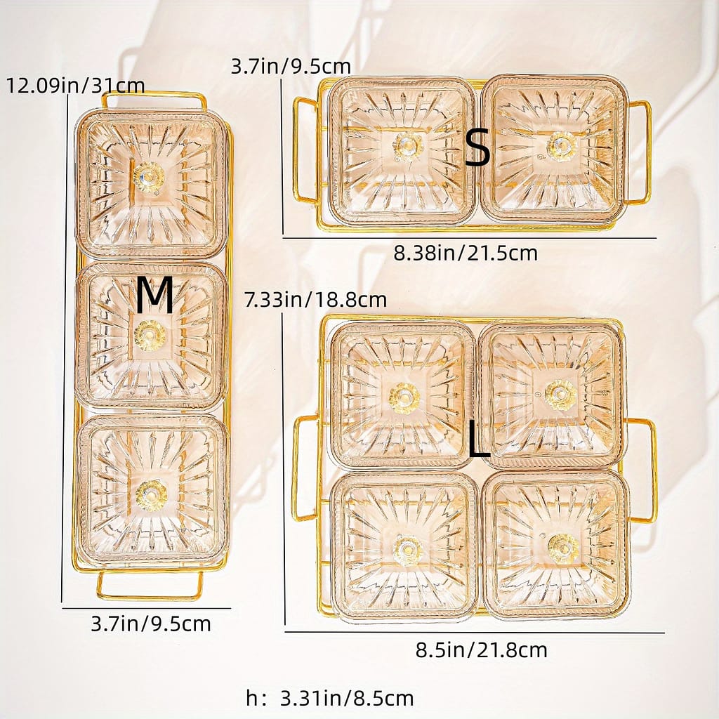 Luxurious Amber Golden-trimmed Snack Serving Set – 12″ Plastic Dried Bowls For Weddings, Birthdays, Graduations, And Festivals, Beaded Decorations, Small Food Dishes Chip & Dip Sets Shop Online at Dubai Trades 2