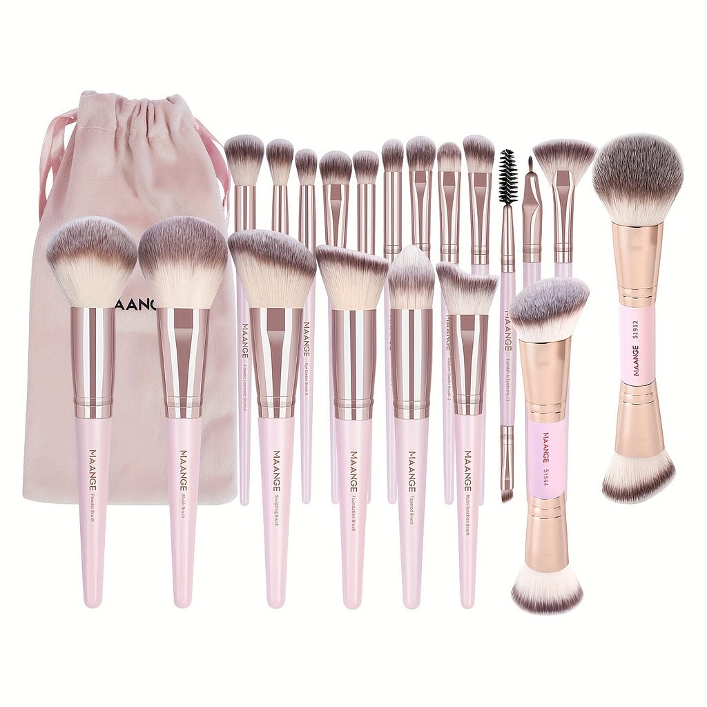 Maange 20pcs Makeup Brush+velvet Bag Set Double Make-up Brush Powder Blusher Brush Eye Shadow Brush Portable Beginner Set Soft Bristle Suitable For Lady Gift Beauty & Personal Care Shop Online at Dubai Trades 2