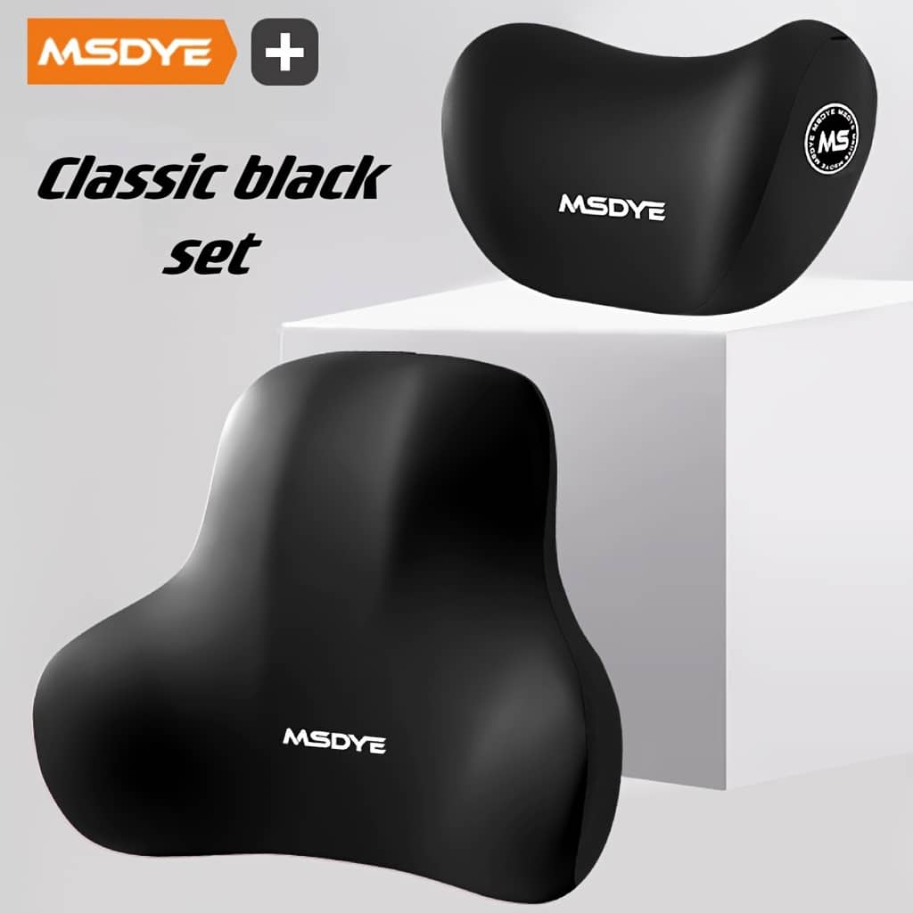 Memory Foam Headrest And Lumbar Set – Ergonomic Neck Pillow And Back Cushion For , Breathable Polyester Accessories Shop Online at Dubai Trades 2
