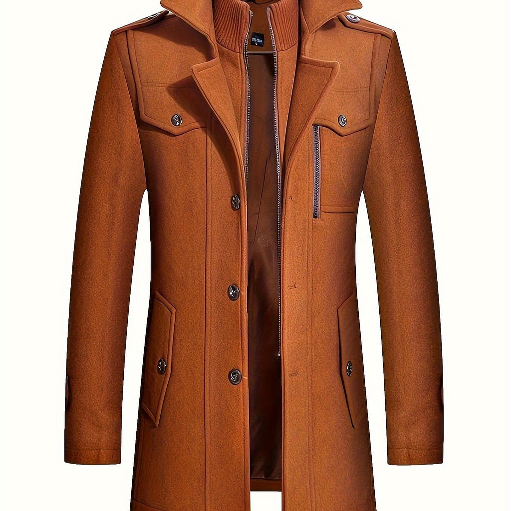 Men’ Color Warm Jacket With Pockets, Double Lapel, Autumn/winter Casual Wear Clothing Shop Online at Dubai Trades 2