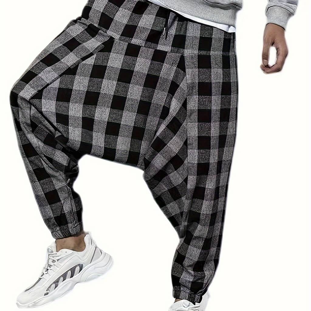 Men’ Loose Checkered Graphic Print Pants, Casual Breathable Comfy Joggers For ‘ Clothing Shop Online at Dubai Trades 2