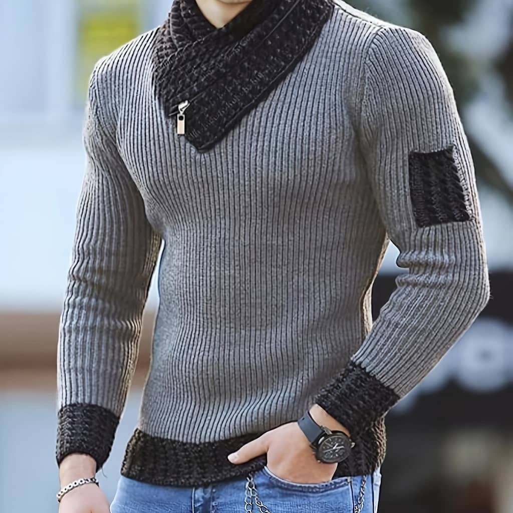 Men’ Pullover Long Sleeve Urban Scarfed High-neck Sweater, Clothing, Shoes & Jewelry Shop Online at Dubai Trades 2