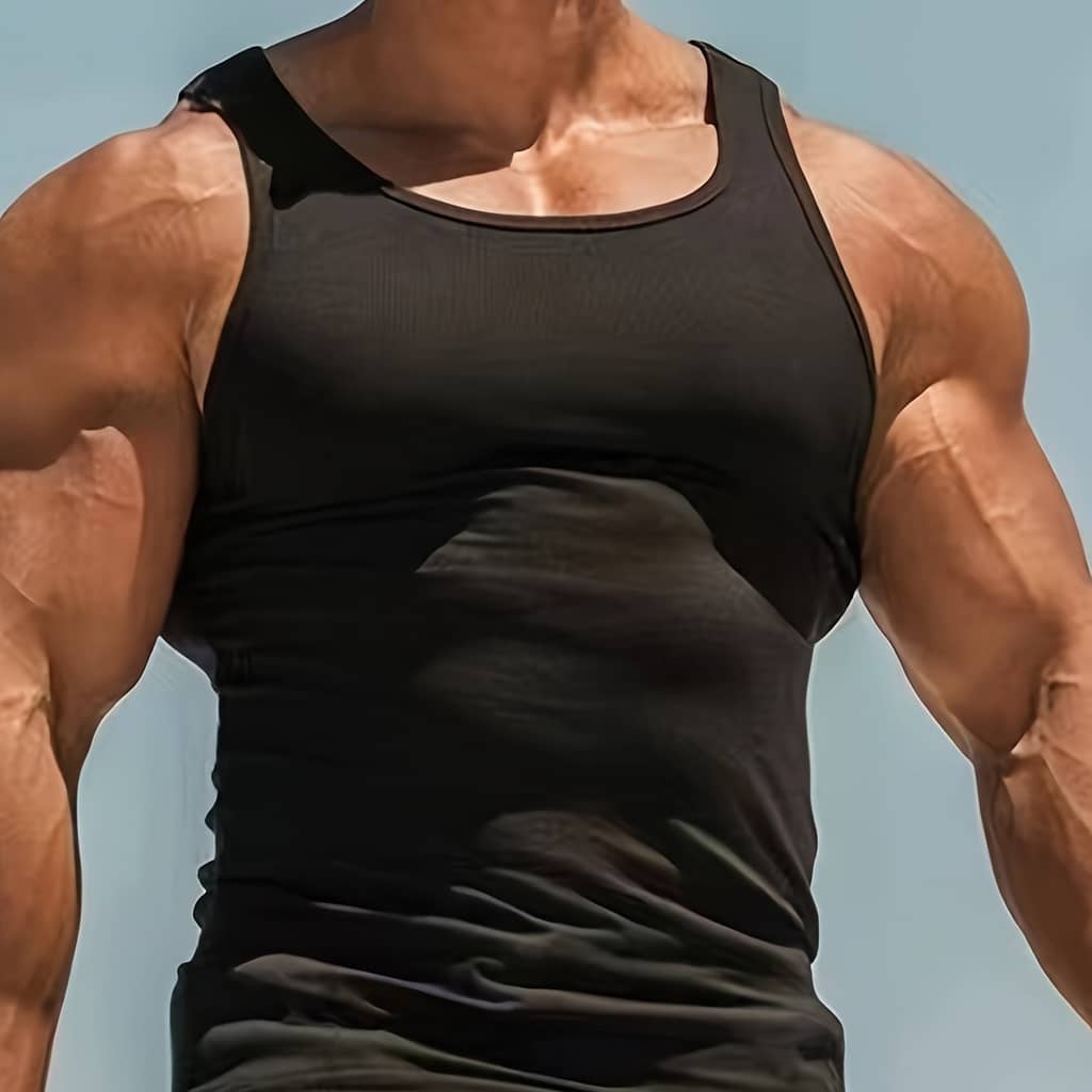 Men’ Tank Top, Active Crew Neck Skinny Sleeveless Top, Men’s Clothing For Summer Outdoor Clothing Shop Online at Dubai Trades 2