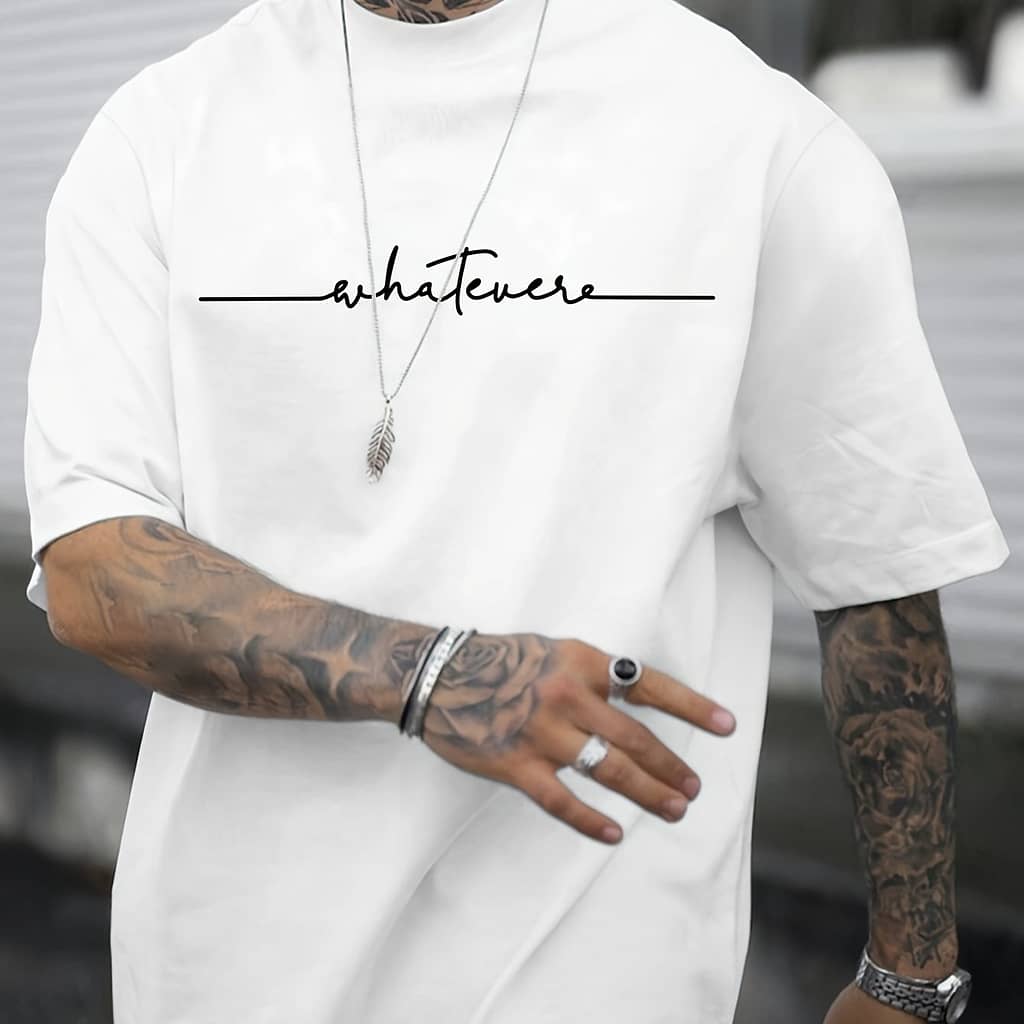 Men’s Casual Fashion Short-sleeve T-shirt With English Print, Versatile For . Clothing Shop Online at Dubai Trades 2