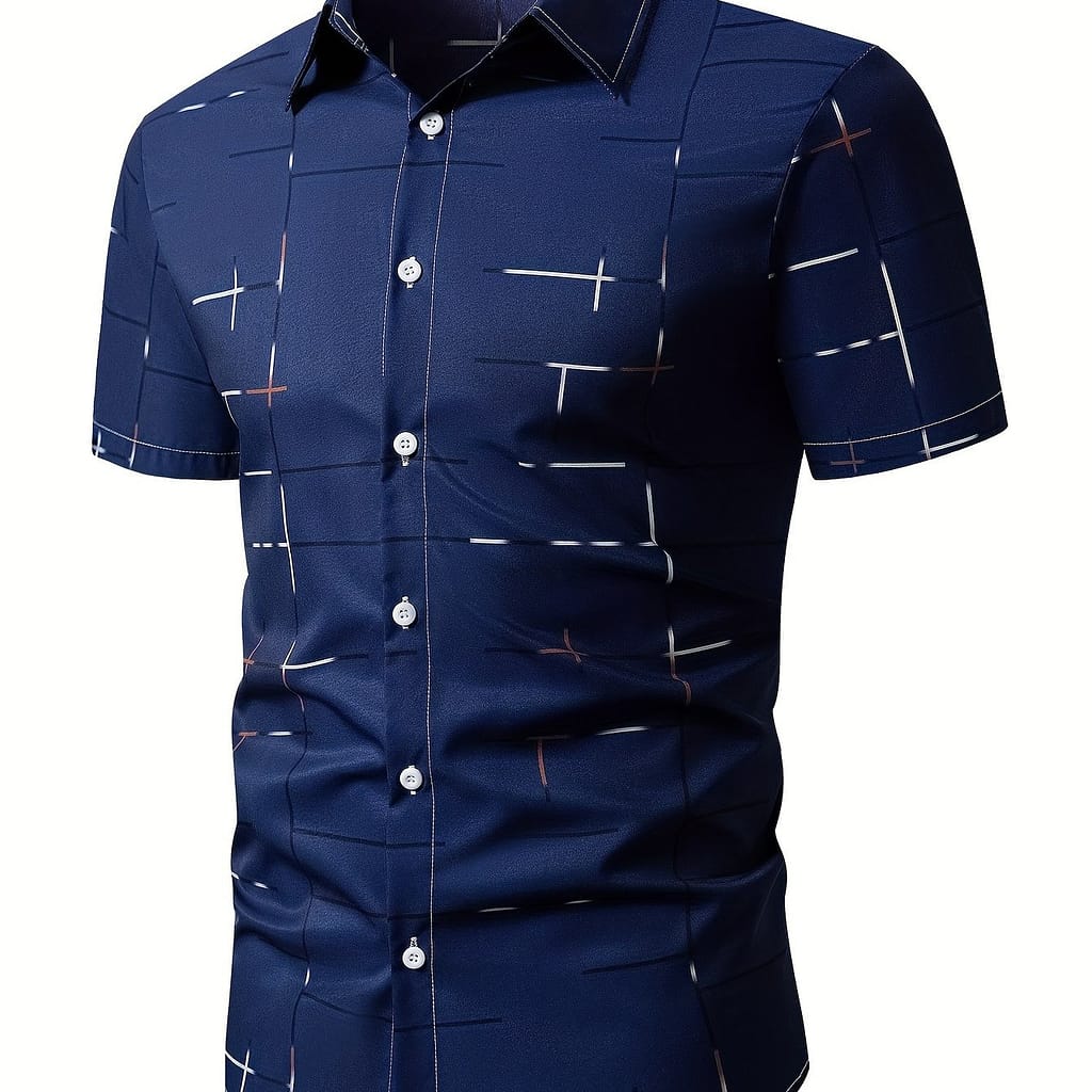 Men’s Casual Plaid Button Up Short Sleeve Shirt, Men’s Shirt For Resort, Tops For Men Casual Button-Down Shirts Shop Online at Dubai Trades 2