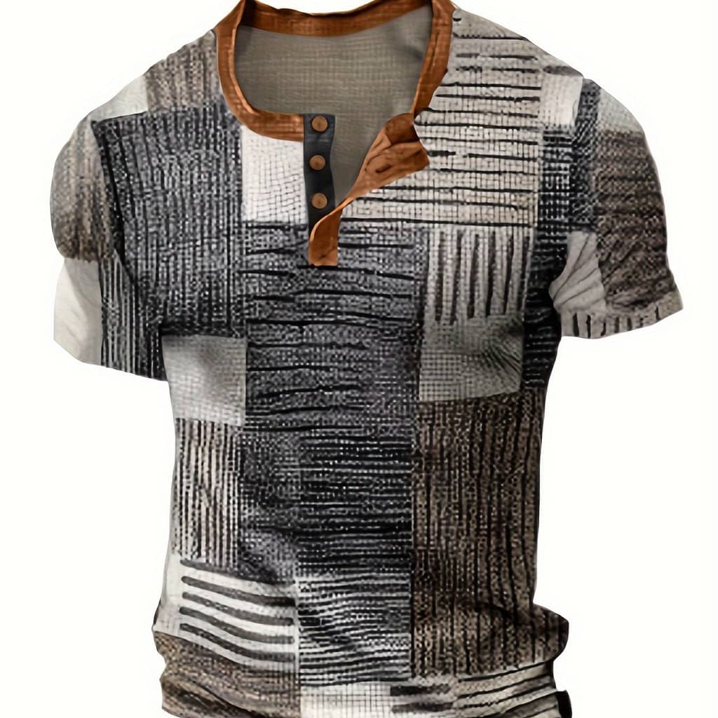 Men’s Casual Vintage Style 1/4 Button Short Sleeve Shirt For Men’s Golf Fitness Training Active Shop Online at Dubai Trades 2