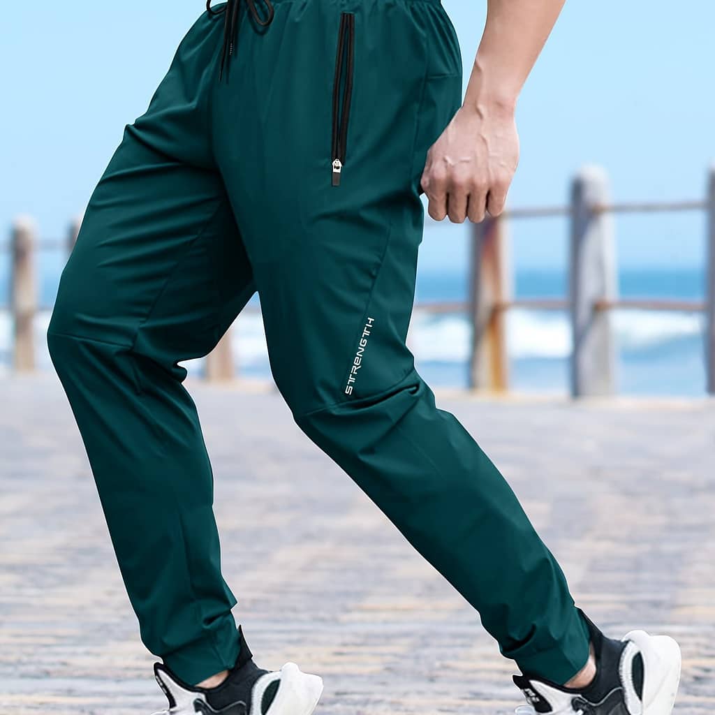 Men’s Comfortable Casual Solid Color Drawstring Sports Pants With Zipper Pockets Casual Shop Online at Dubai Trades 2