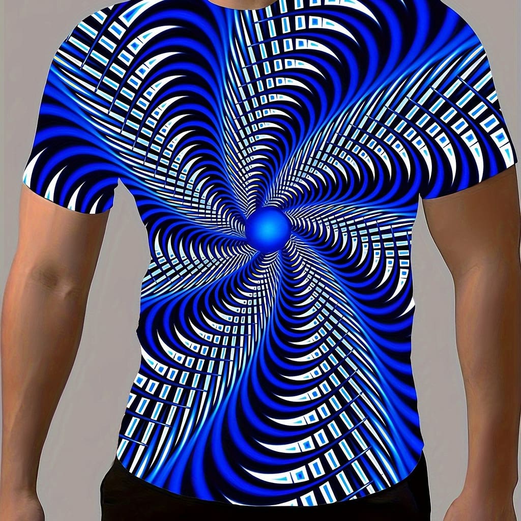 Men’s Fashionable 3d Print Short-sleeve T-shirt – Vibrant Pattern, Comfortable Polyester Crew Neck, Ideal For Summer Outdoor Activities & Casual Wear Clothing Shop Online at Dubai Trades 2
