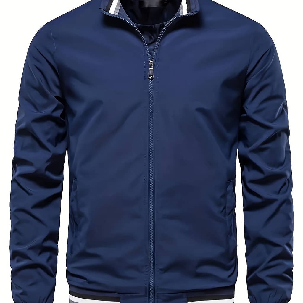 Men’s Jacket, Vintage Lapel Zip Up Windproof Sports Jacket For Outdoor Active & Performance Shop Online at Dubai Trades 2