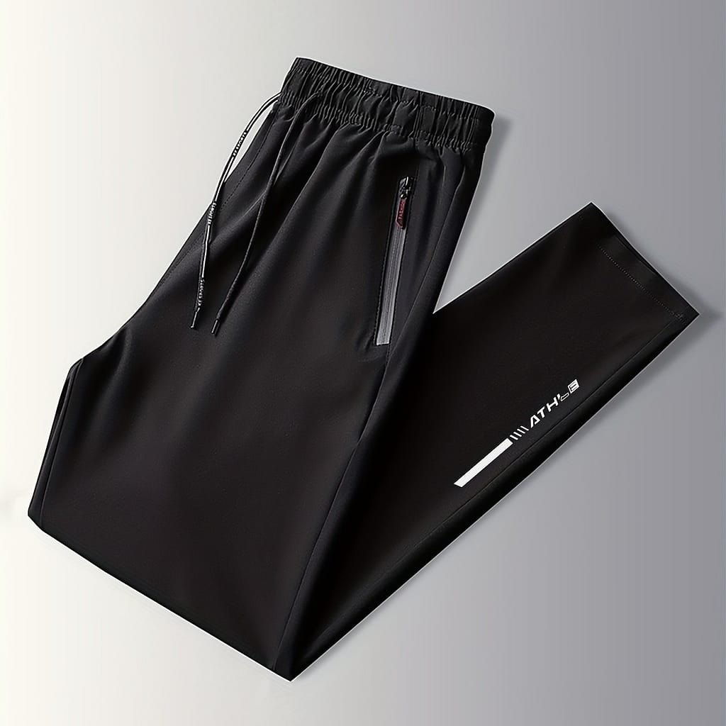 Men’s Letters Print Pants With Zipper Pockets, Casual Waist Thin Breathable Drawstring Trousers For Outdoor Activities Gift Casual Shop Online at Dubai Trades 2