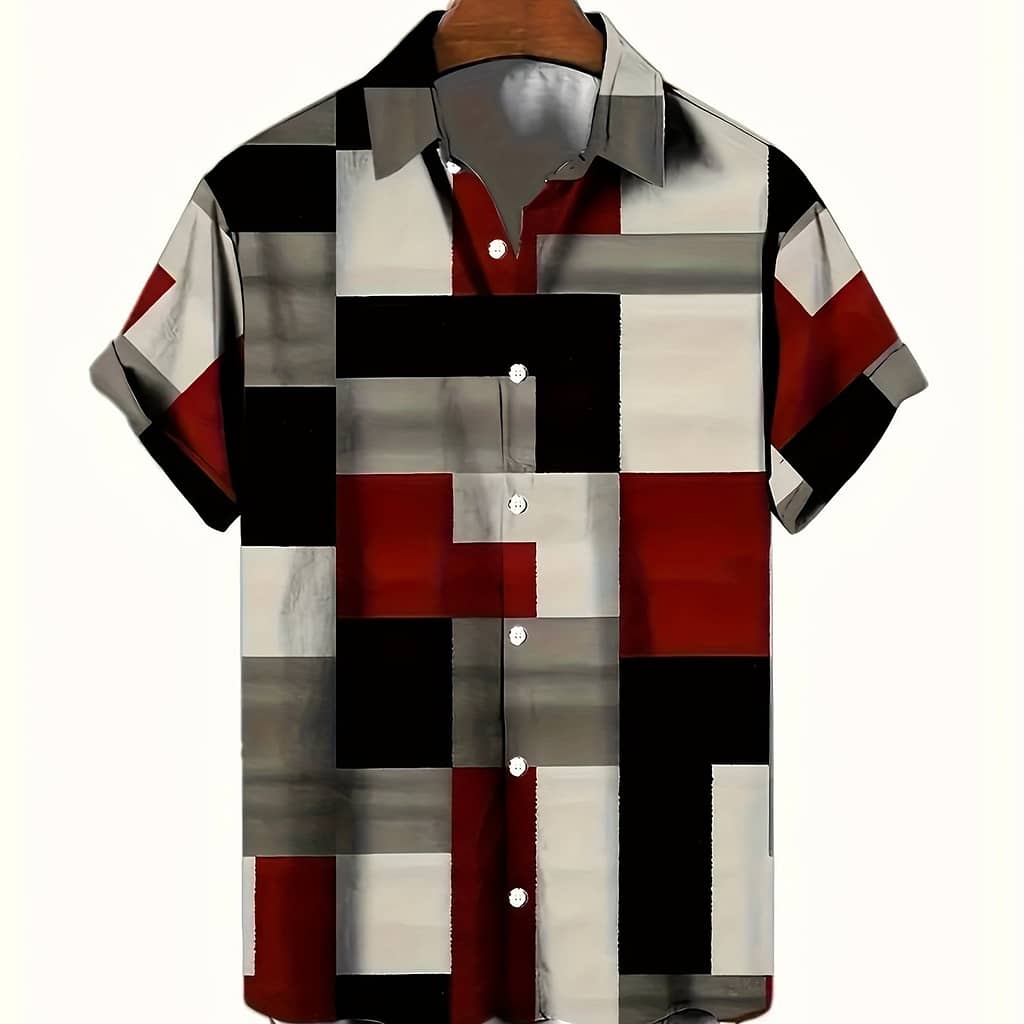 Men’s Multi- Print Short Sleeve Shirt For Summer, Casual Comfy Shirt As Gift Casual Button-Down Shirts Shop Online at Dubai Trades 2