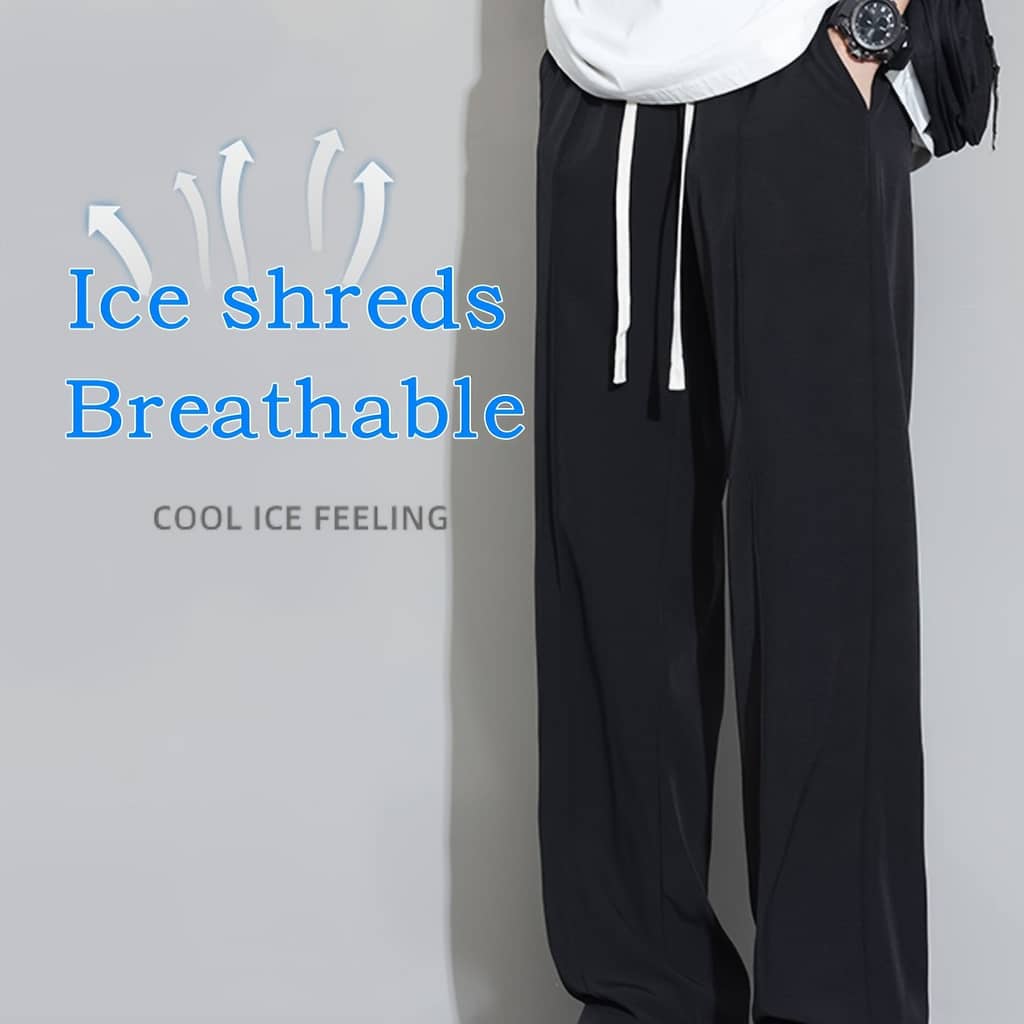 Men’s Summer Thin Wide-leg Pants, Trendy And New Sports Loose Straight Casual Long Trousers. Active Pants Shop Online at Dubai Trades 2