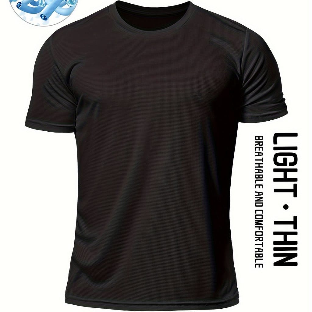 Men’s T-shirt, Active Breathable Short Sleeve Slim- Neck Tee, Men’s Clothing For Outdoor Clothing Shop Online at Dubai Trades 2