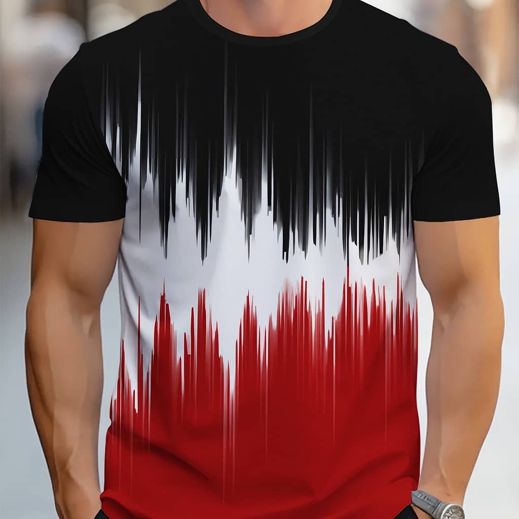 Men’s Trendy Gradient Color Crew Neck Short Sleeve Tee – Casual Summer Top, Breathable Polyester Clothing Shop Online at Dubai Trades 2