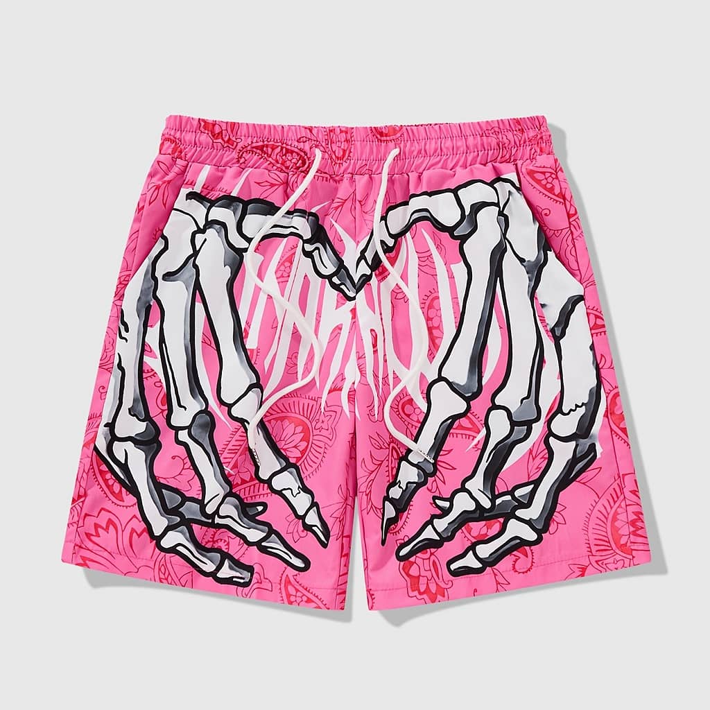 Men’s Trendy Hawaiian Graphic Shorts With Drawstring And Fancy Skeleton Print For Summer Beach, Pool And Resort Active Shop Online at Dubai Trades 2