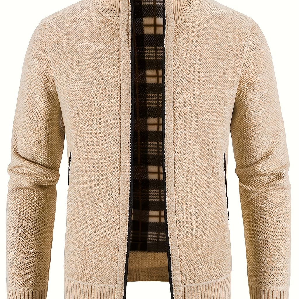 Men’s Warm Knit Zip-up Jacket – High Neck, Full-zip, Long Sleeve, Polyester Blend, Ribbed Cuffs & Hem – For Fall/winter, Available In 8 Colors, Zip Up Sweater Clothing Shop Online at Dubai Trades 2