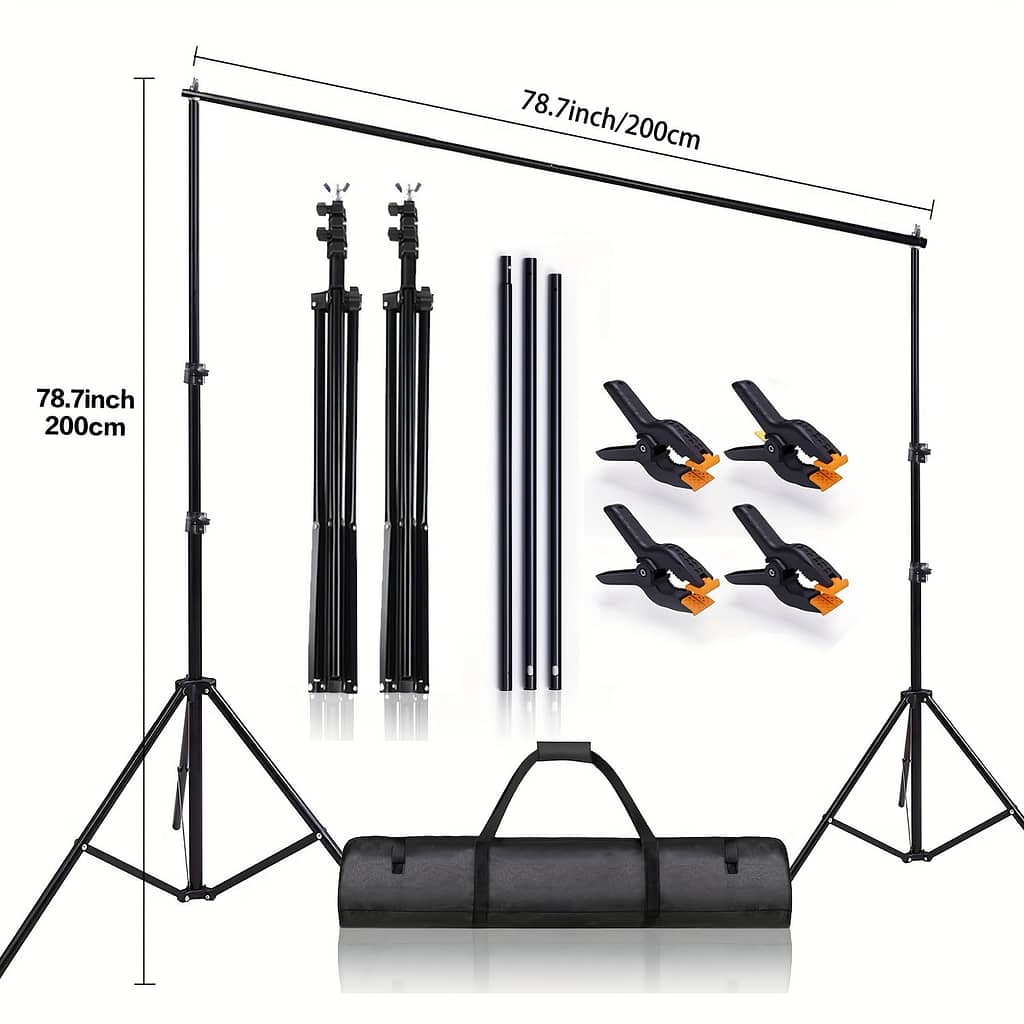 Newks 7x7ft Adjustable Black Metal Backdrop Stand Kit With 3 Crossbars, 4 Clamps & Balloon Arch Support – Ideal For Photo Studios, Parties & Weddings Background Support Equipment Shop Online at Dubai Trades 2