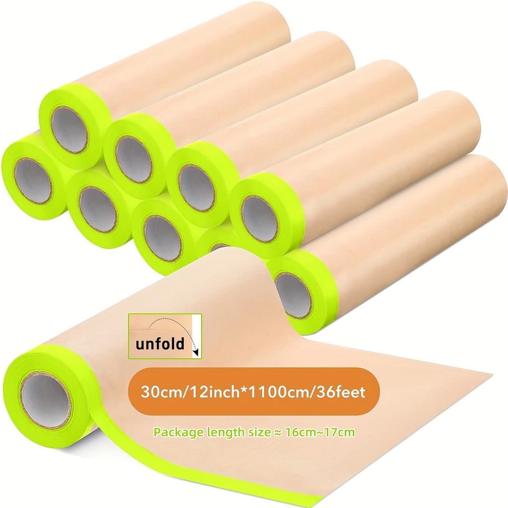 Paint Masking Paper Pre-taped Masking Paper, Automotive Painters Paper Adhesive Protective Paper Roll For Car And Furniture Floor Protection Automotive Shop Online at Dubai Trades 2