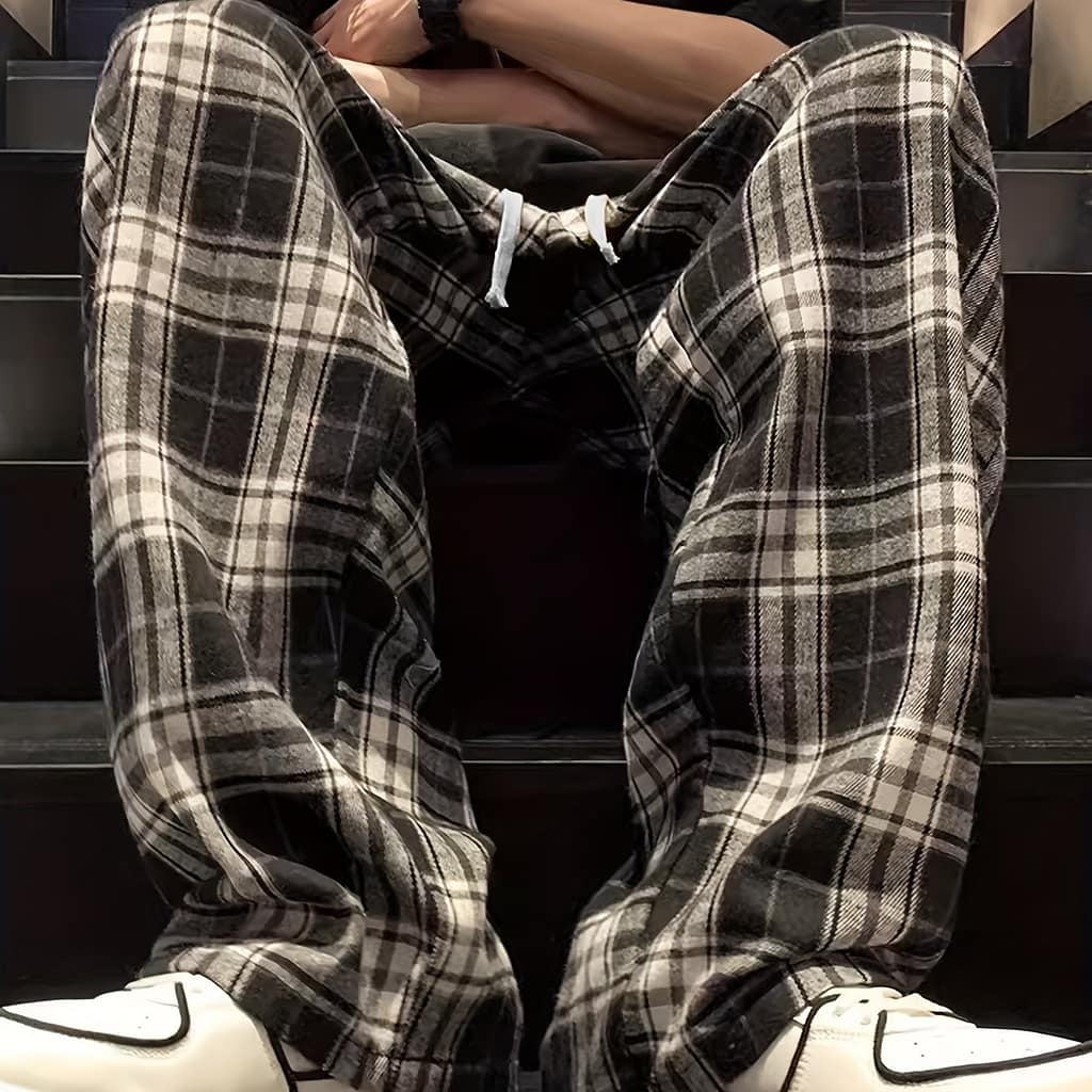 Plaid Casual Pants – Straight Leg, Non-stretch Fabric, Regular Fit, Style, Comfortable And Stylish For Everyday Wear Casual Shop Online at Dubai Trades 2