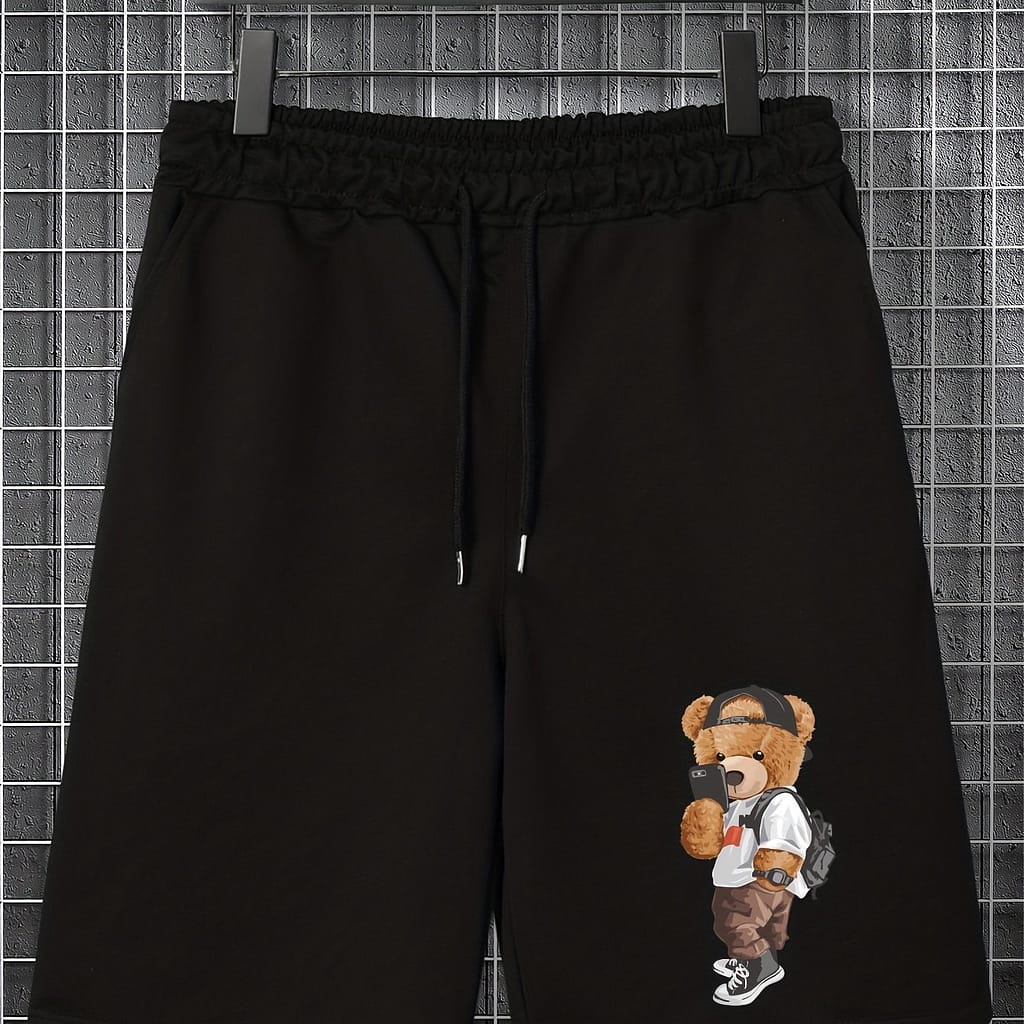 Plus Size Men’s Anime Bear With Phone Shorts, Oversized Trendy Sports/workout Shorts For Males, Men Clothing Clothing, Shoes & Jewelry Shop Online at Dubai Trades 2