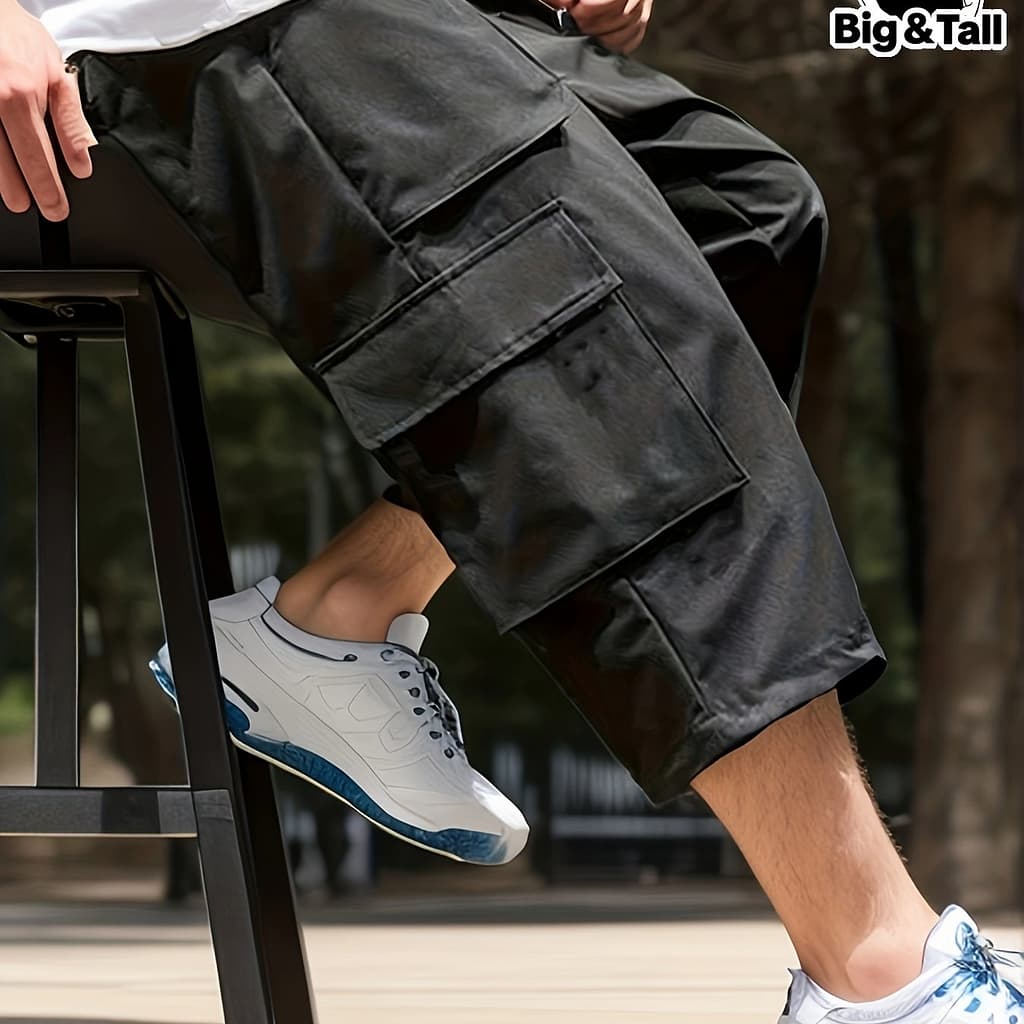 Plus Size Men’s Trendy Capri Cargo Pants With Multi Pockets For Outdoor Clothing, Shoes & Jewelry Shop Online at Dubai Trades 2