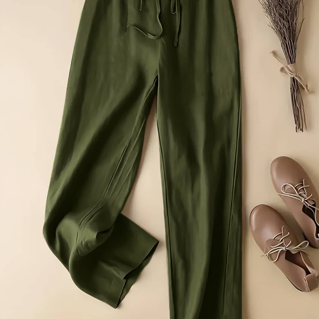 Plus Size Solid Color Straight Leg Pants, Casual Drawstring Waist Loose High Waist Pants For , Women’s Plus Size Clothing Clothing Shop Online at Dubai Trades 2