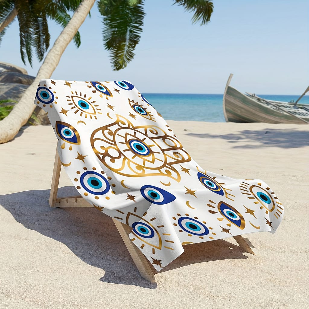 Polyester Eye Pattern Beach Towel – Knit , 250gsm, Cartoon Contemporary , Oblong , -dry Swim & Travel Towel For Men And Women, For Beach, Pool, , Camping Bath Shop Online at Dubai Trades 2