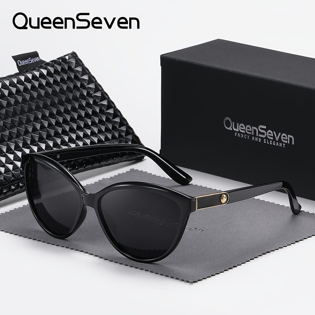 Queenseven Retro Cat- Glasses With Red Accents, Polarized Tac Lenses, Alloy Frame, Uv Protection, Includes Case & Cleaning Cloth For Accessories Shop Online at Dubai Trades 2