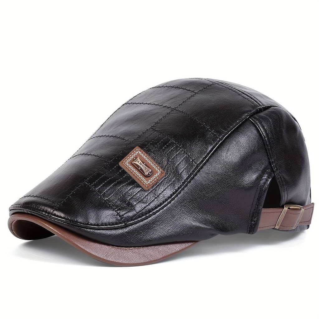 Retro Classic Pu Leather Gentlemen Hat, Adjustable Casual Beret For Autumn And Hats Shop Online at Dubai Trades 2