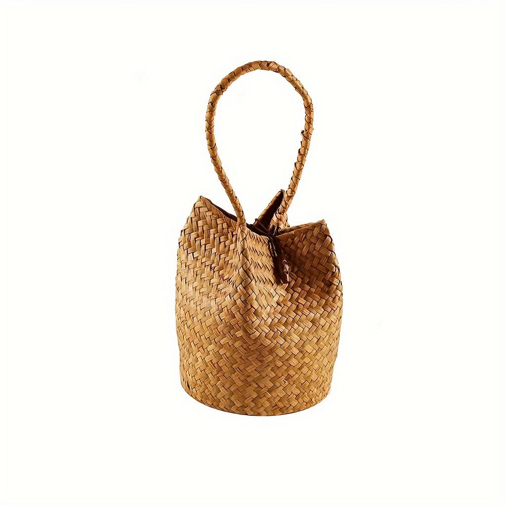 Retro Woven Bucket Bag, Bohemian Ruched Handbag, Mini Candy Bag For Wedding Festival Party Clothing, Shoes & Jewelry Shop Online at Dubai Trades 2