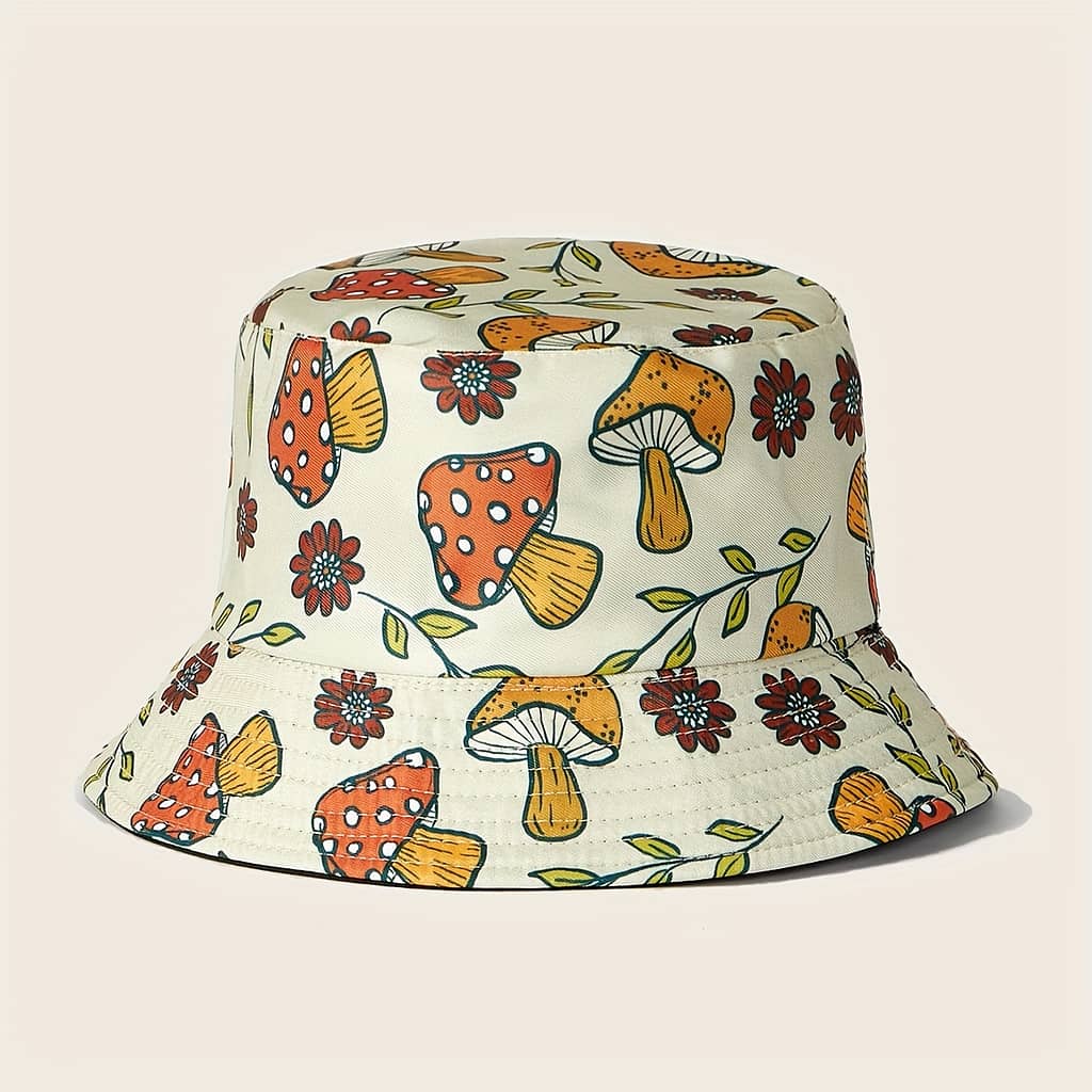 Reversible Bucket Hat For Men And Women, Mushroom & Fruit Print, Tie-dye & Graffiti Design, Outdoor Sun Protection, Double-sided Wear, Unisex Fisherman Hat Accessories Shop Online at Dubai Trades 2