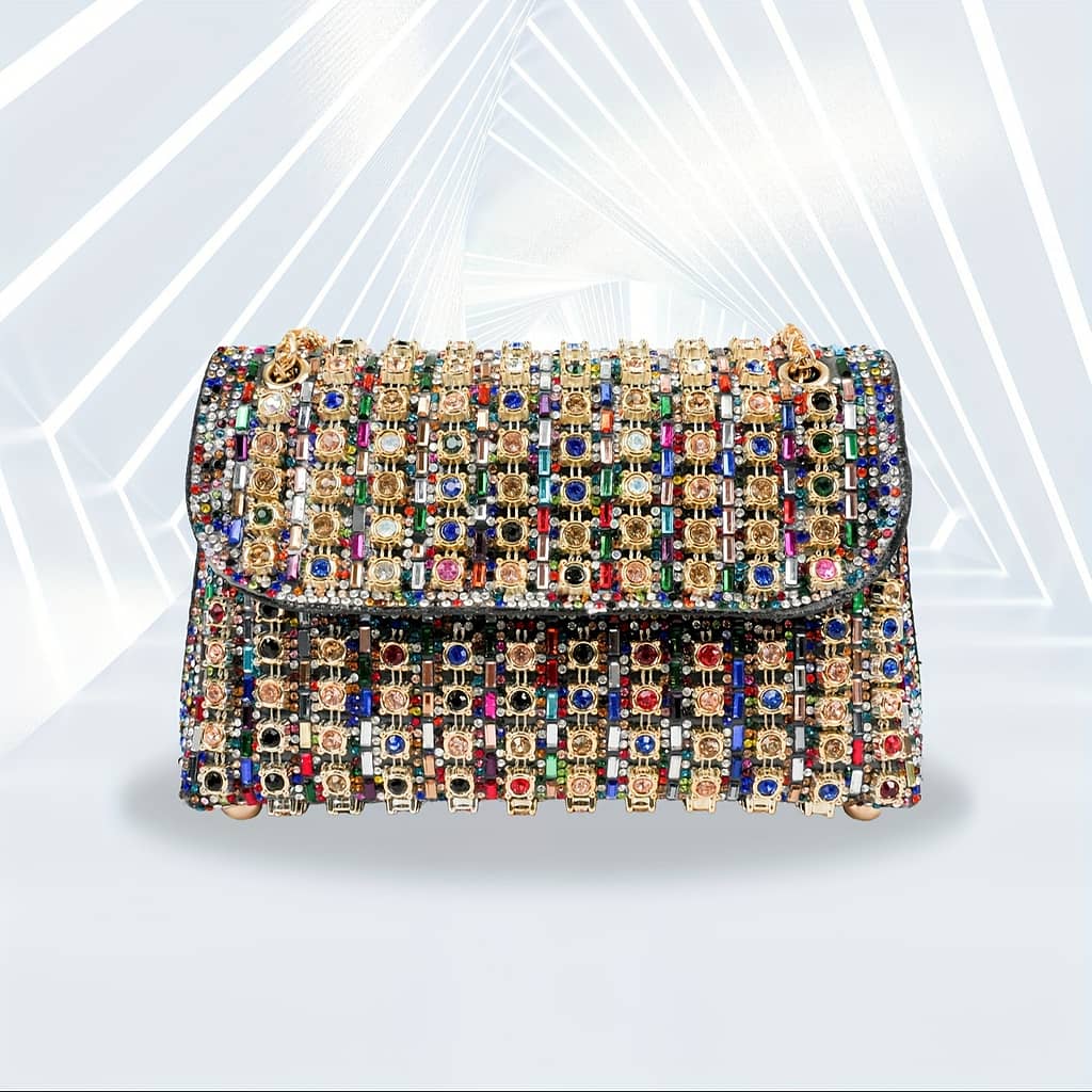 Rhinestone Clutch Bag For Women, Luxury Chain Shoulder Bag, Shiny Glitter Handbag Purse For Party Prom Banquet Evening Clothing, Shoes & Jewelry Shop Online at Dubai Trades 2