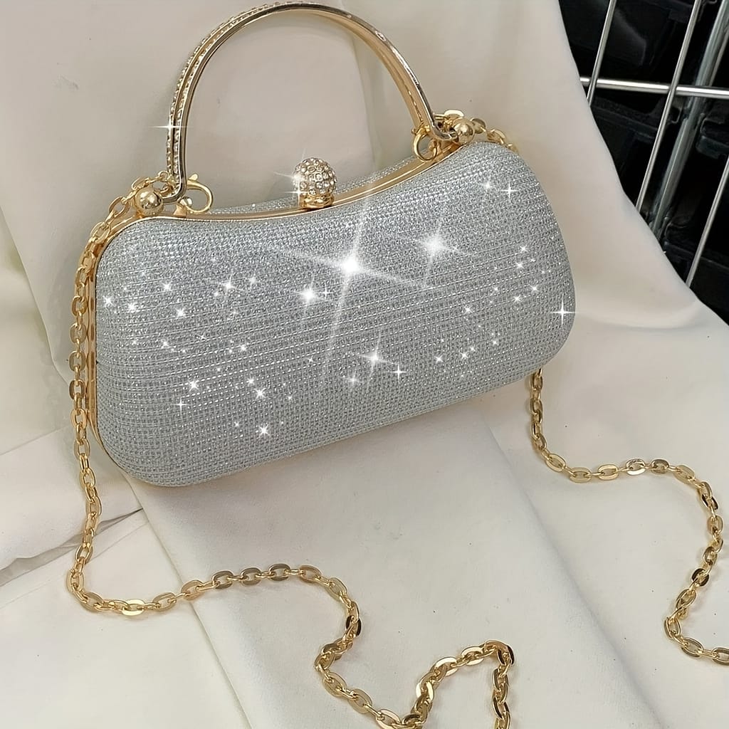 Shiny Evening Bag, Rhinestone Decor Chain Purse, Luxury Handbag, For , Wedding, Prom, Dinner/ Clothing, Shoes & Jewelry Shop Online at Dubai Trades 2