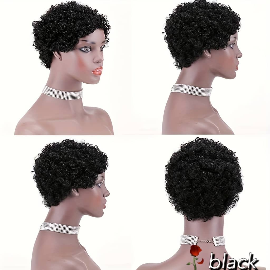 Short Curly Human Hair Wigs For Women Short Afro Wig 100% Brazilian Cut Wigs Beauty & Personal Care Shop Online at Dubai Trades 2