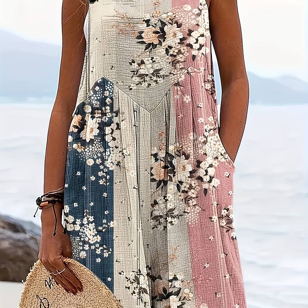Size Floral Romper – Sleeveless, Square Neck With Adjustable Straps, Machine Washable – Vacation, Short, Belt Pants Clothing Shop Online at Dubai Trades 2