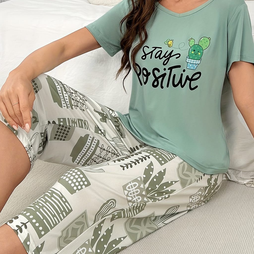 Soft Short-sleeve Simple And Comfortable Cute Women’s Loungewear Set, Suitable For Wearing Outside As Pajamas. Clothing, Shoes & Jewelry Shop Online at Dubai Trades 2