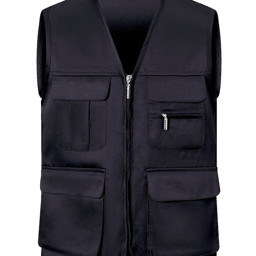 Solid Breathable Men’s Multi-pocket Zip Up Vest Jacket, Men’s Casual Vest Outwear For Outdoor Fishing Hiking Clothing Shop Online at Dubai Trades 2
