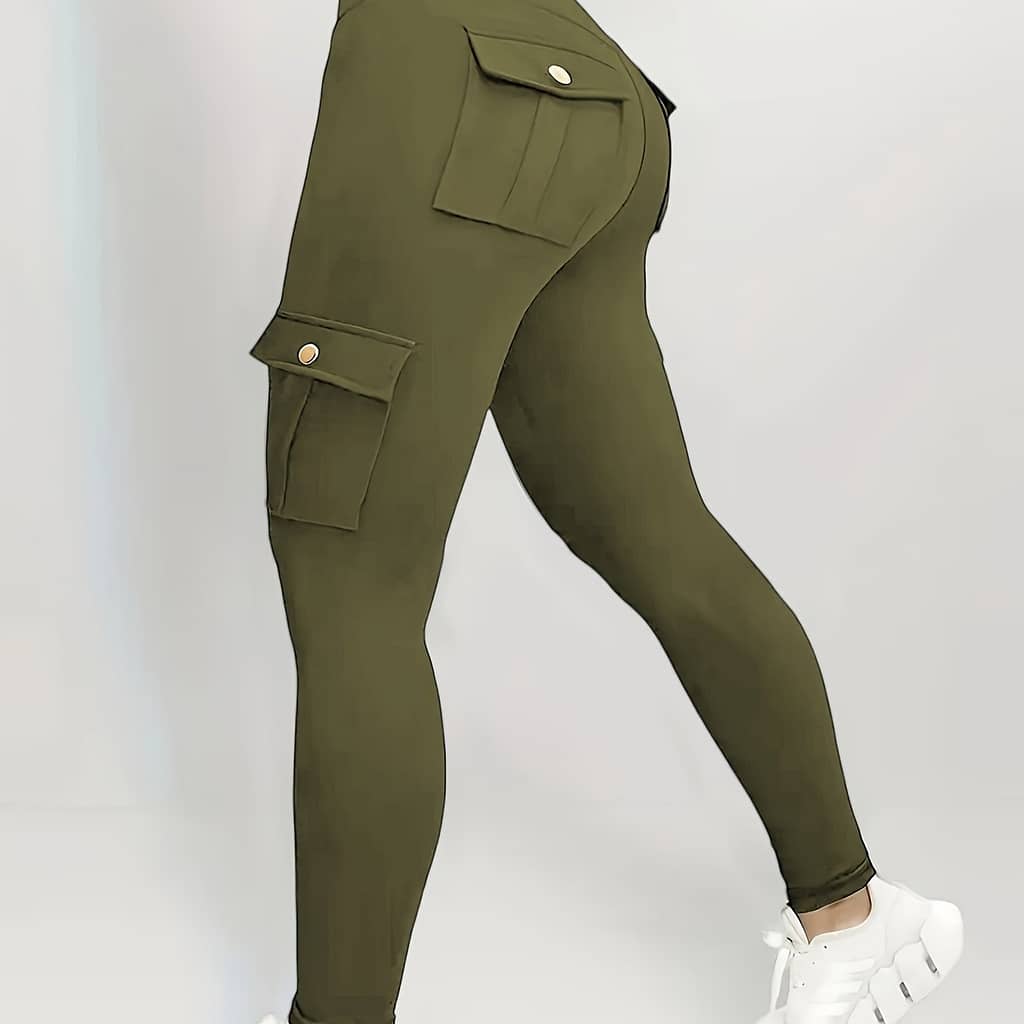 Solid Color Butt Lifting Yoga Leggings With Pockets, Running Sports Tight Pants, Women’s Activewear For Fall & Winter Clothing Shop Online at Dubai Trades 2