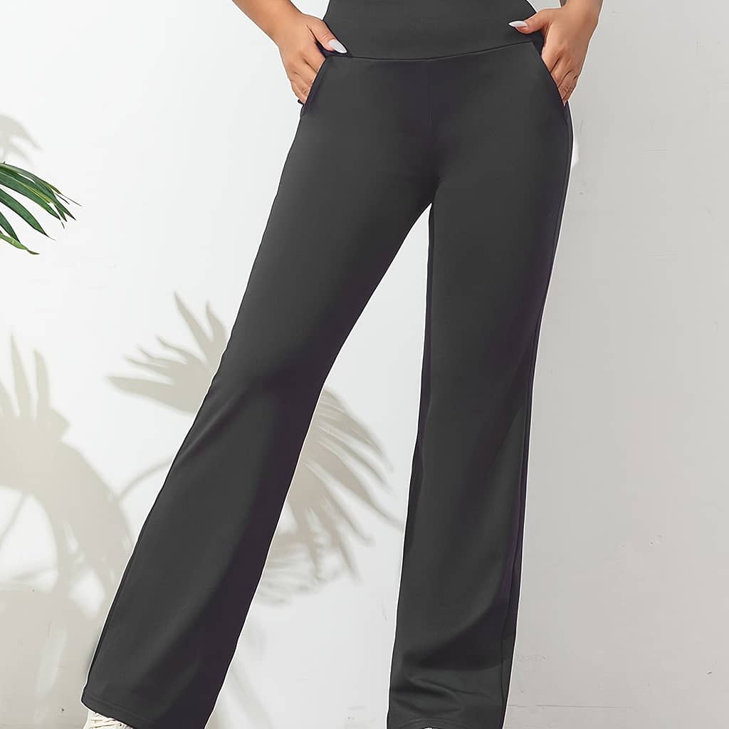 Solid Color Casual Yoga Pants, High Workout Quick Drying Pants, Women’s Activewear Active Shop Online at Dubai Trades 2