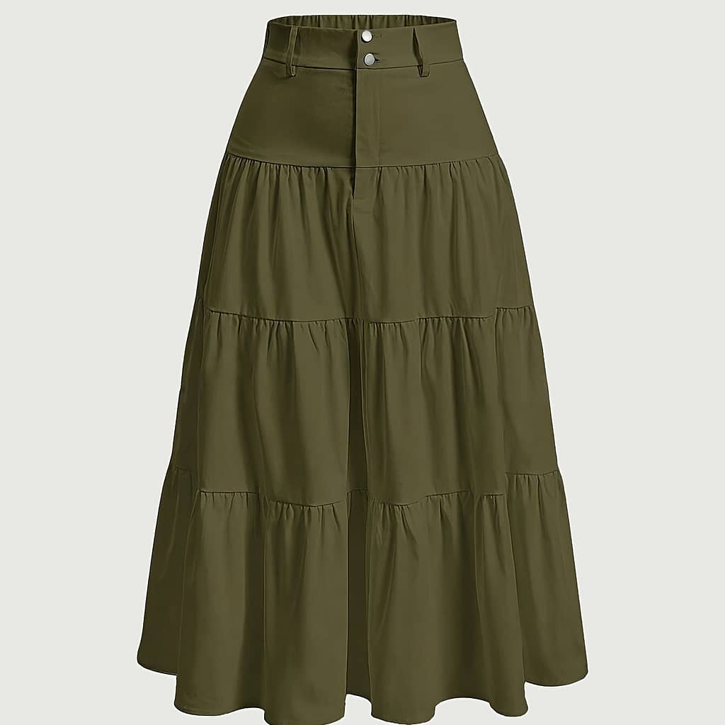 Solid Color Multi-layered Skirt With Lotus Leaf Hem Clothing Shop Online at Dubai Trades 2