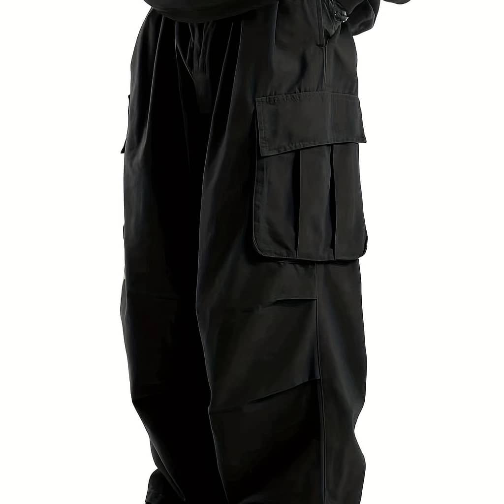 Solid Multi Flap Pockets Men’s Straight Leg Cargo Pants, Loose Casual Outdoor Baggy Pants, Men’s Work Pants Streetwear Asian Shop Online at Dubai Trades 2