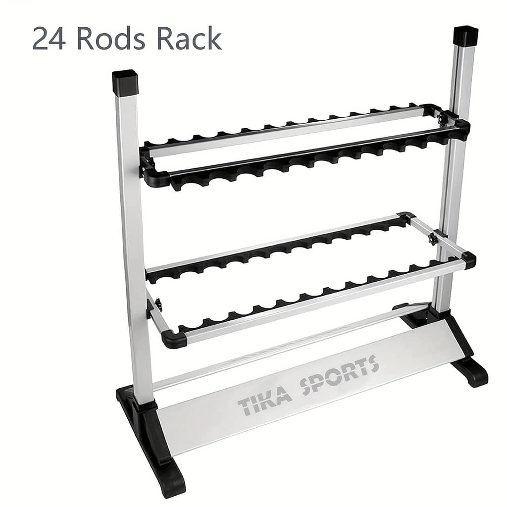 Sports Aluminum Fishing Rod Rack – Holds 12/24 Rods, Space-saving Design With Padded Frame For , Ideal For Home & Garage Use, Holder, Organizer, Most Types Of Fishing Rods And Fishing Shop Online at Dubai Trades 2