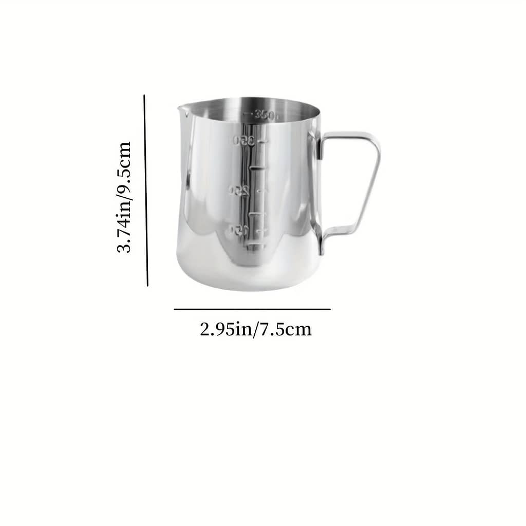 Stainless Steel Cup With Measurement Marks, Large Capacity Milk Frothing Pitcher For Latte Art, Cappuccino, And Iced Tea – Available In 350ml, 600ml, 900ml Coffee Maker Parts & Accessories Shop Online at Dubai Trades 2