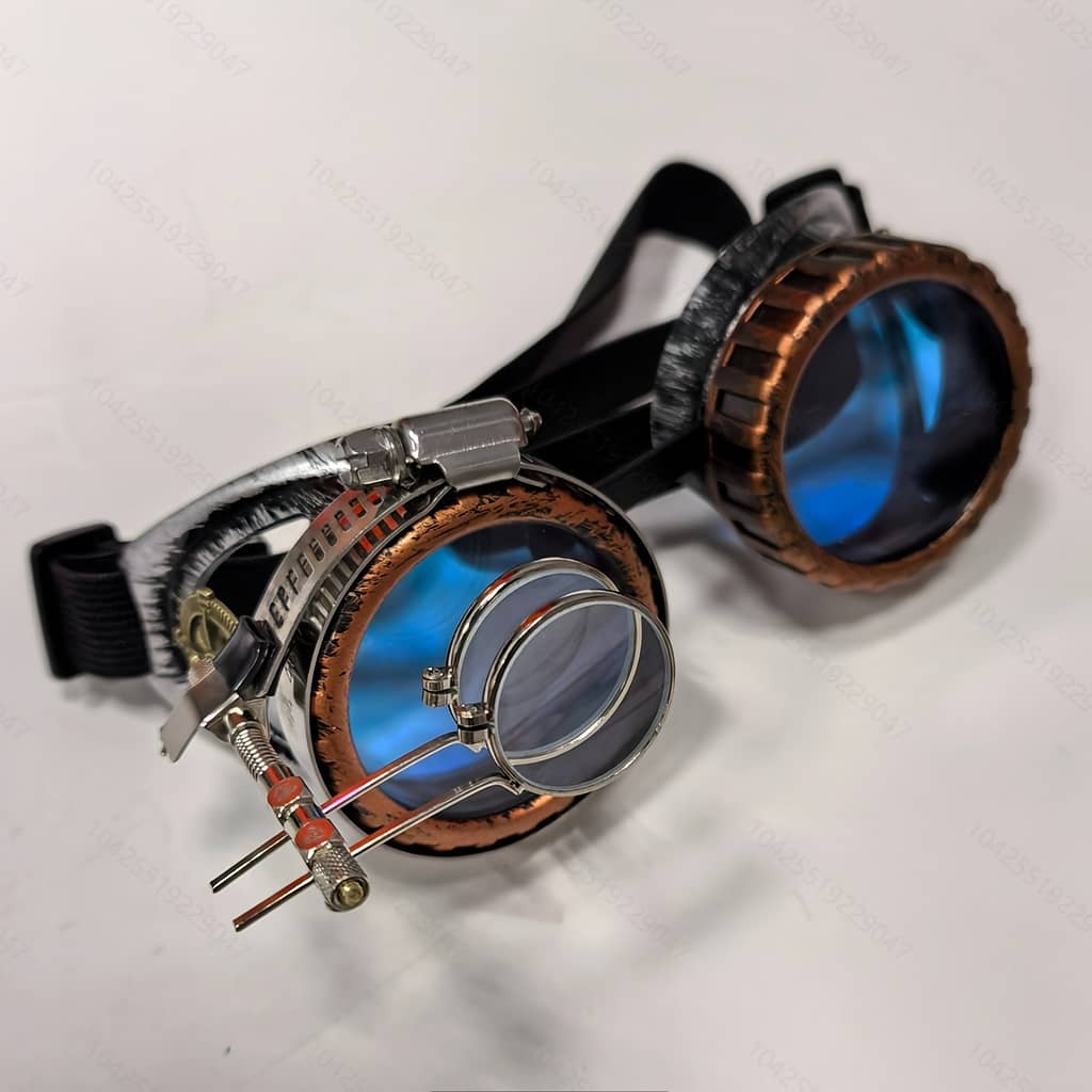 Steampunk Retro Goggles With Blue-tinted Lenses – Adjustable Vintage Pilot Style Accessory For Cosplay, Themed Parties, And Unique Gifts Accessories Shop Online at Dubai Trades 2