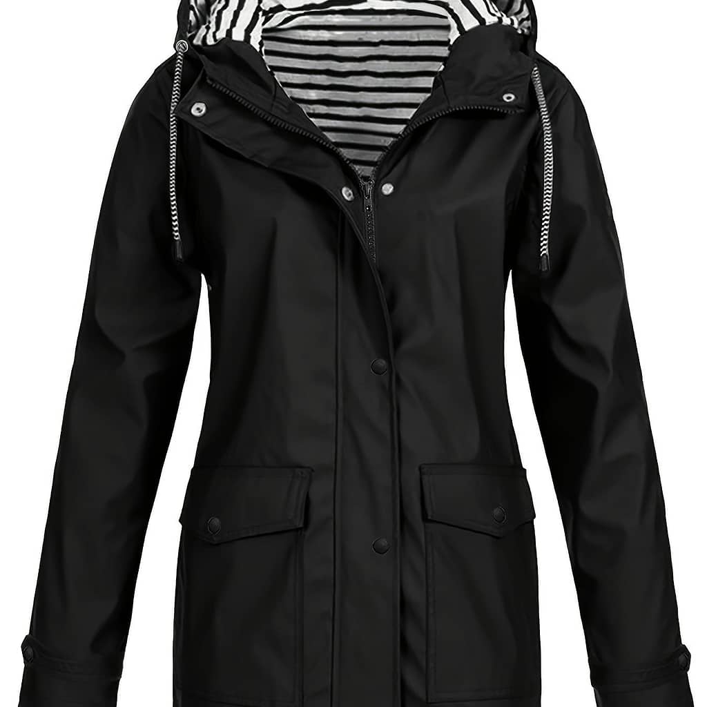Striped Lined Zip Up Jacket, Casual Long Sleeve Drawstring Hooded Outerwear For Fall & Winter, Women’s Clothing Clothing Shop Online at Dubai Trades 2