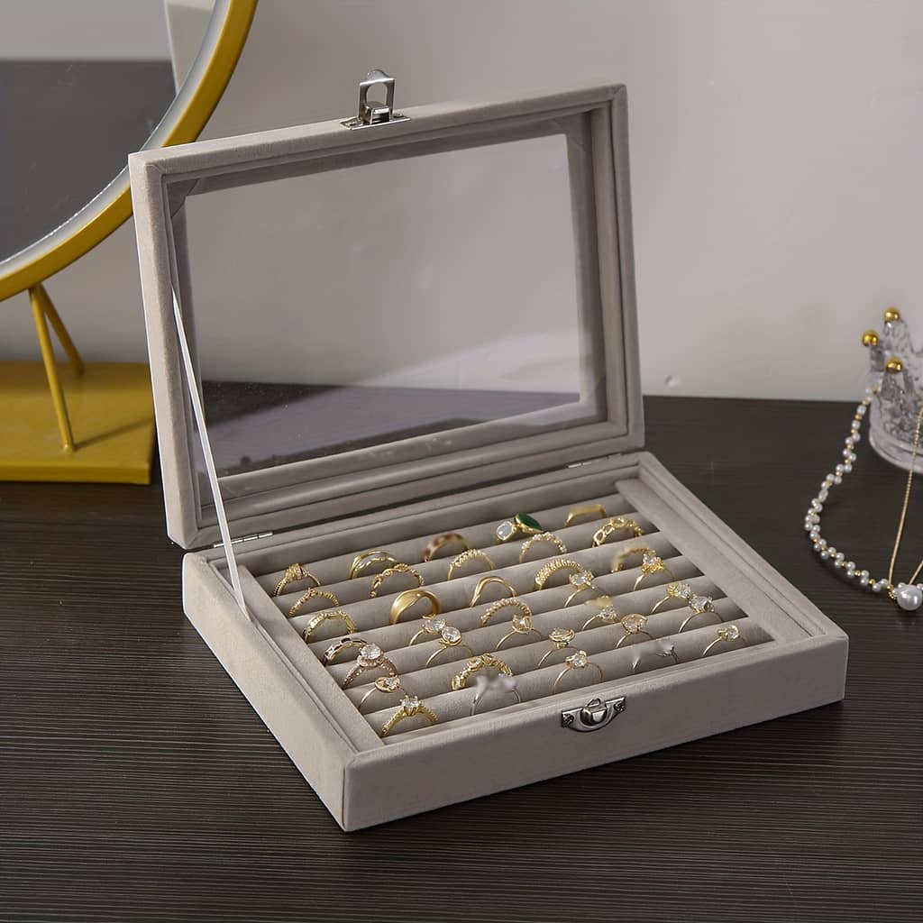 1pc Stylish Clear Lid Jewelry Organizer For Girls And Women – Ring, Earring, Bracelet Storage Case With Jewelry Box Home & Kitchen Shop Online at Dubai Trades 2