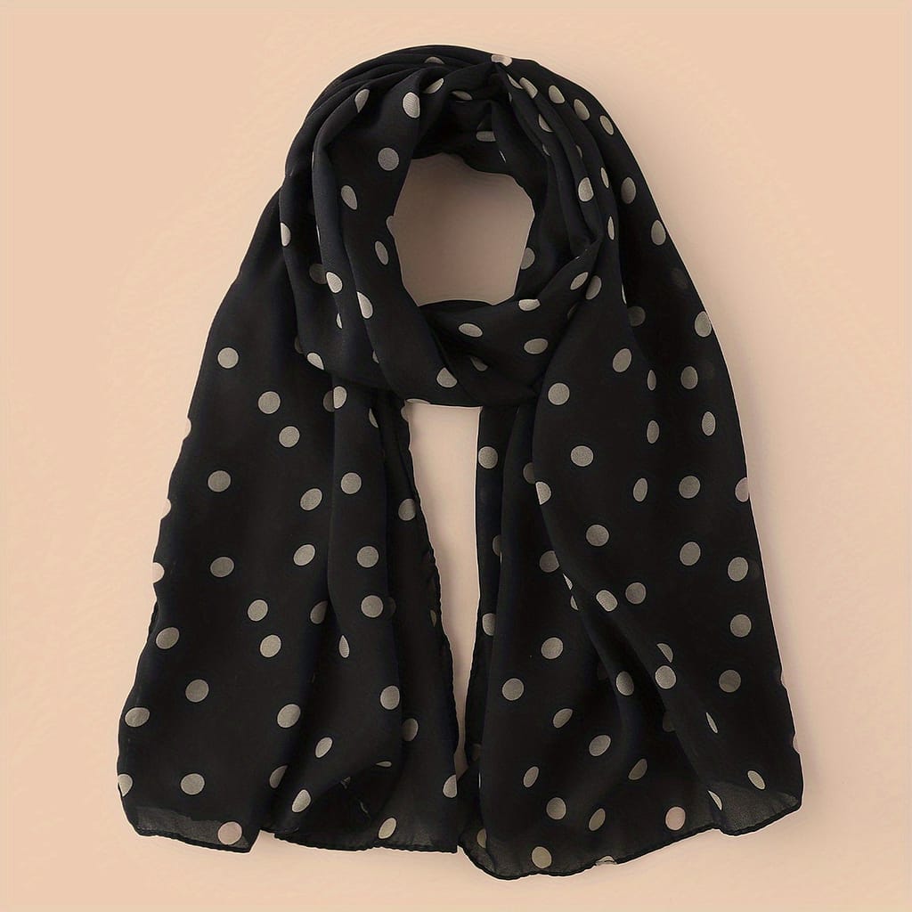 Polka Dot Print Chiffon Scarf Solid Color Shawl Casual Head Wrap Sunscreen Travel Beach Towel Accessories Shop Online at Dubai Trades 2