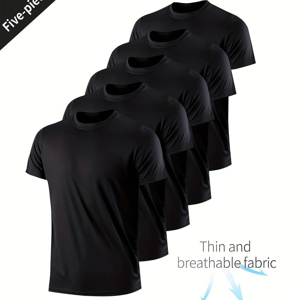 Prince Men’s 5pcs Black & White Quick-dry Athletic Tank Tops – Slim Fit, Breathable Short Sleeve Shirts For Running, Gym, Basketball & More – Moisture Wicking, Lightweight & Base Layers & Compression Shop Online at Dubai Trades 2