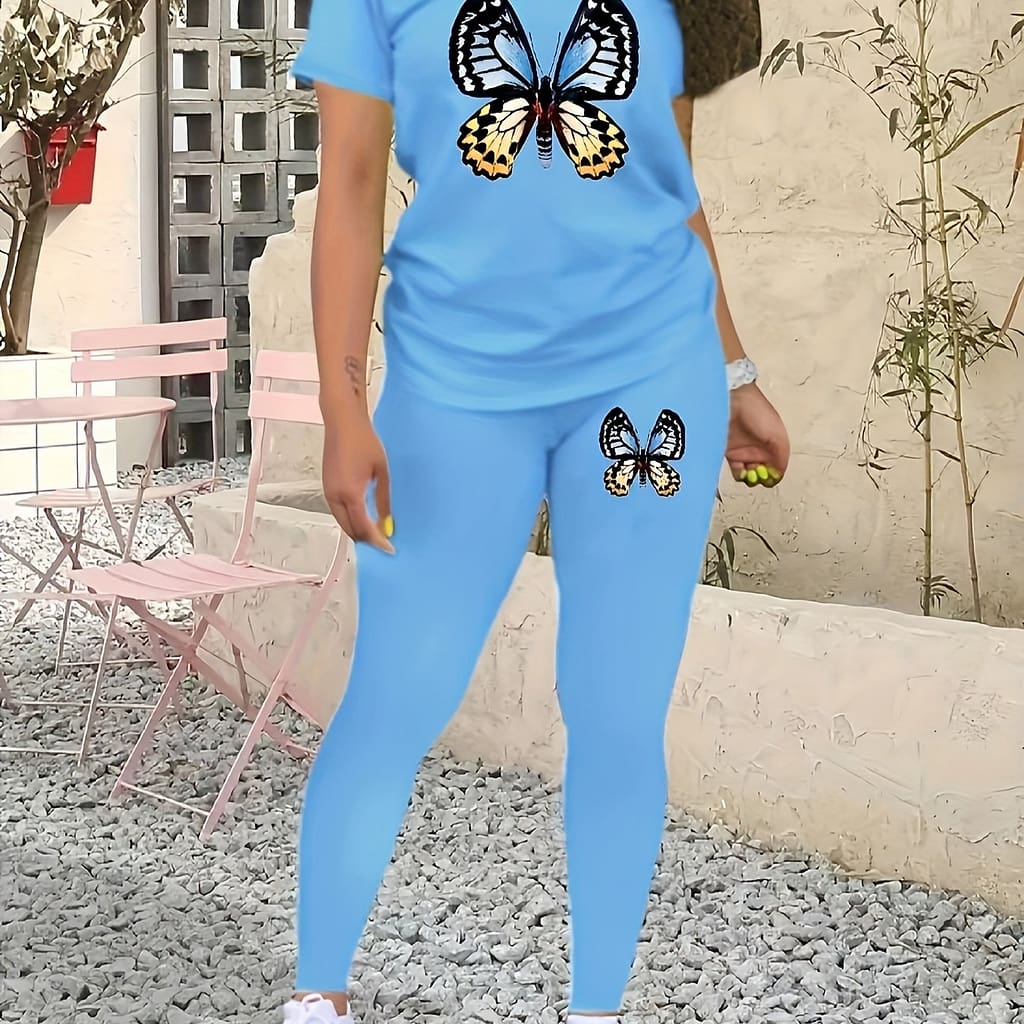 Two-piece Set, Crew Neck Short Sleeve T-shirt & Pants Outfits, Women’s Clothing Clothing Shop Online at Dubai Trades 2